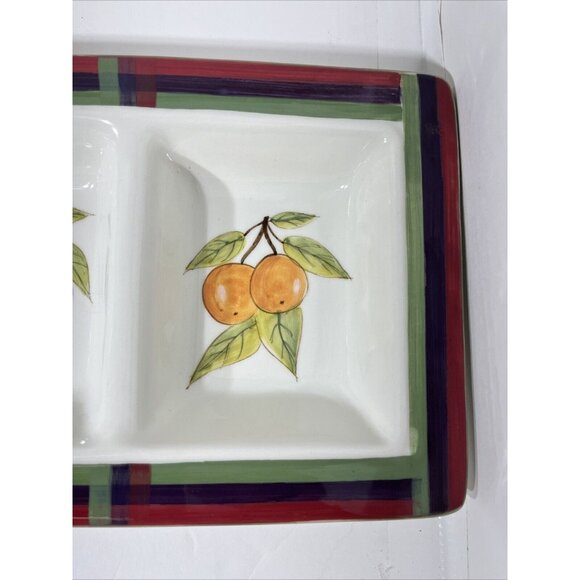 Vintage Strange Fruit Design Ceramic Serving Platter 19" X 7.5", 4 Compartments - Picture 4 of 16